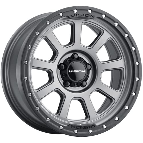 350 OJOS Vision Custom Wheel - 20x9, 10 Offset, 5x127 Bolt Pattern, 78.1mm Hub - Satin Gray with Satin Black Lip Rim