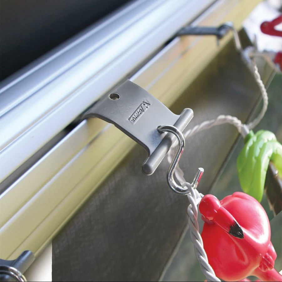 Camco RV Gray Party Light Holder - Easily Slides Into Awning Roller Bar Channel, Each Hanger Supports Up to 15 lbs - 7 Pack (42693)