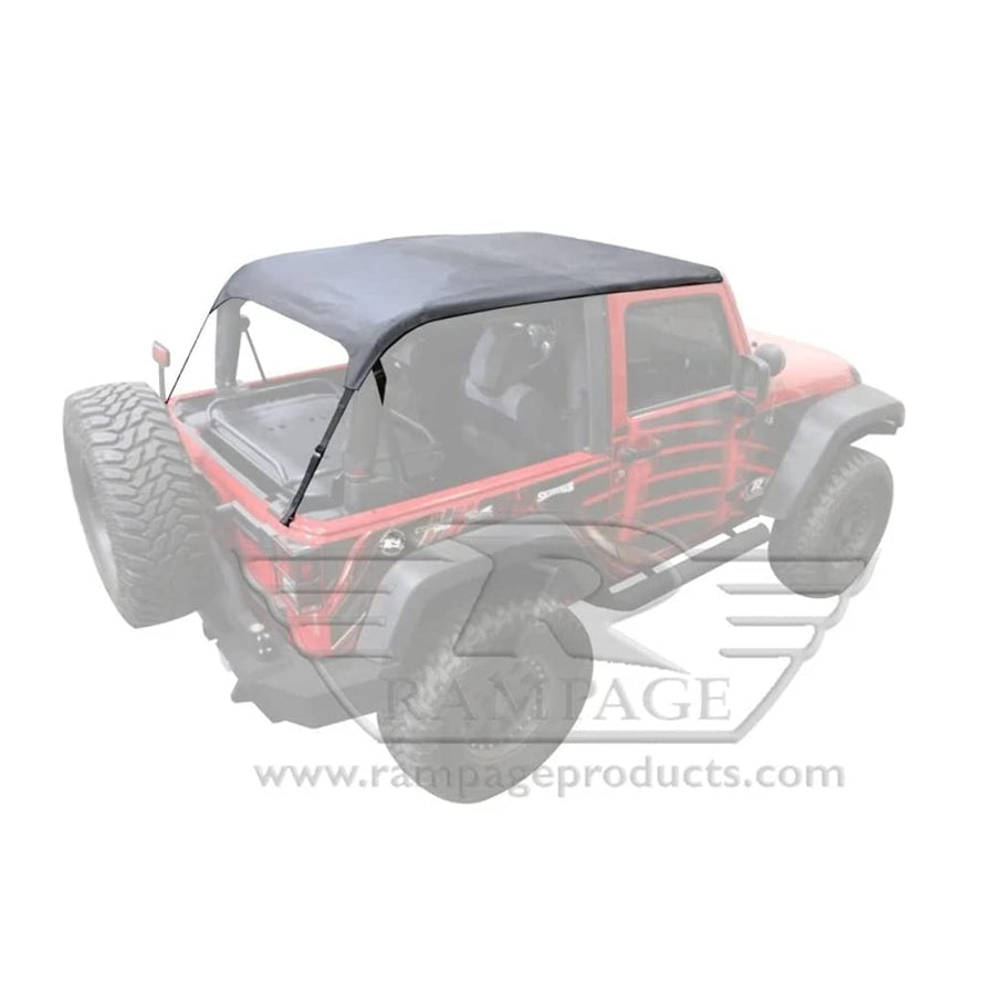 Frameless Trail Top RAMPAGE PRODUCTS for Jeep Wrangler JK | Tinted Windows, Sail Cloth, Black Diamond | 109935 | Fits 2007-2018 Jeep Wrangler JK 2-Door