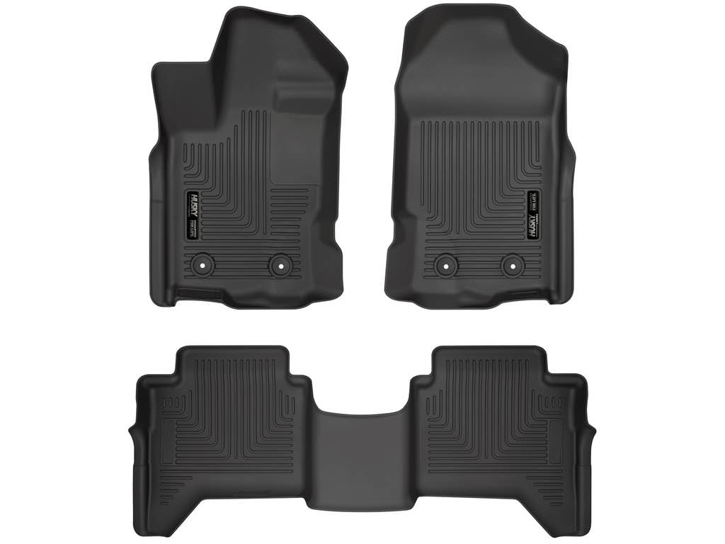 Husky Liners Floor Mats Weatherbeater | Fits 2019 - 2023 Ford Ranger SuperCrew | Front & 2nd Row, 3-pc Black - 94101
