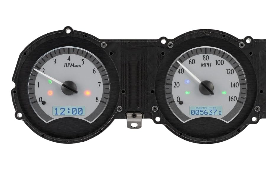 Dakota Digital VHX-62F-FAR-S-B Gauge System Analog Dash Compatible with 1962-63 Ford Fairlane, Silver Alloy Style, Blue Backlighting