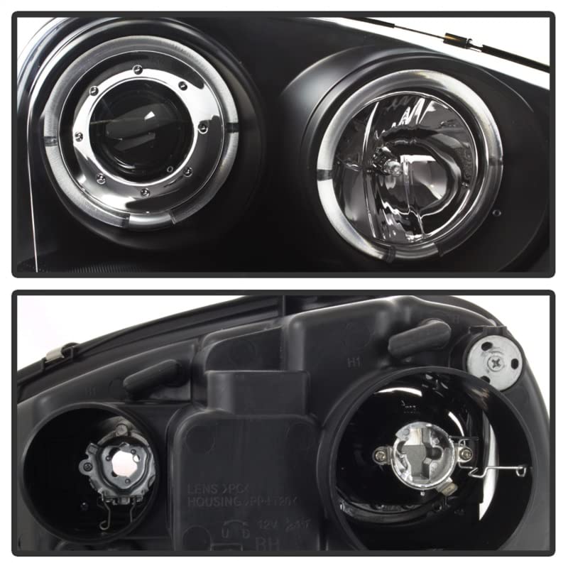 LED Halo Spyder Auto Projector Headlights Black/Clear 5012098