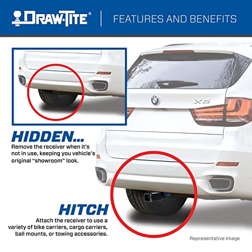 Draw-Tite 76927 Hidden Hitch, Completely Hidden Trailer Hitch, 2 in. Removable Receiver, Black, Compatible with 2019-2022 Subaru Forester