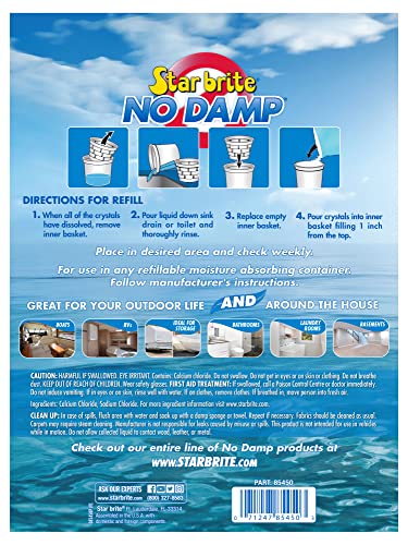 No Damp STAR BRITE Moisture Absorber & Dehumidifier 48 Ounce Refill - Simple, Portable, Humidity Control for Boats, RVs, Closets & More - Prevent Musty Odor & Moisture Damage (085450)