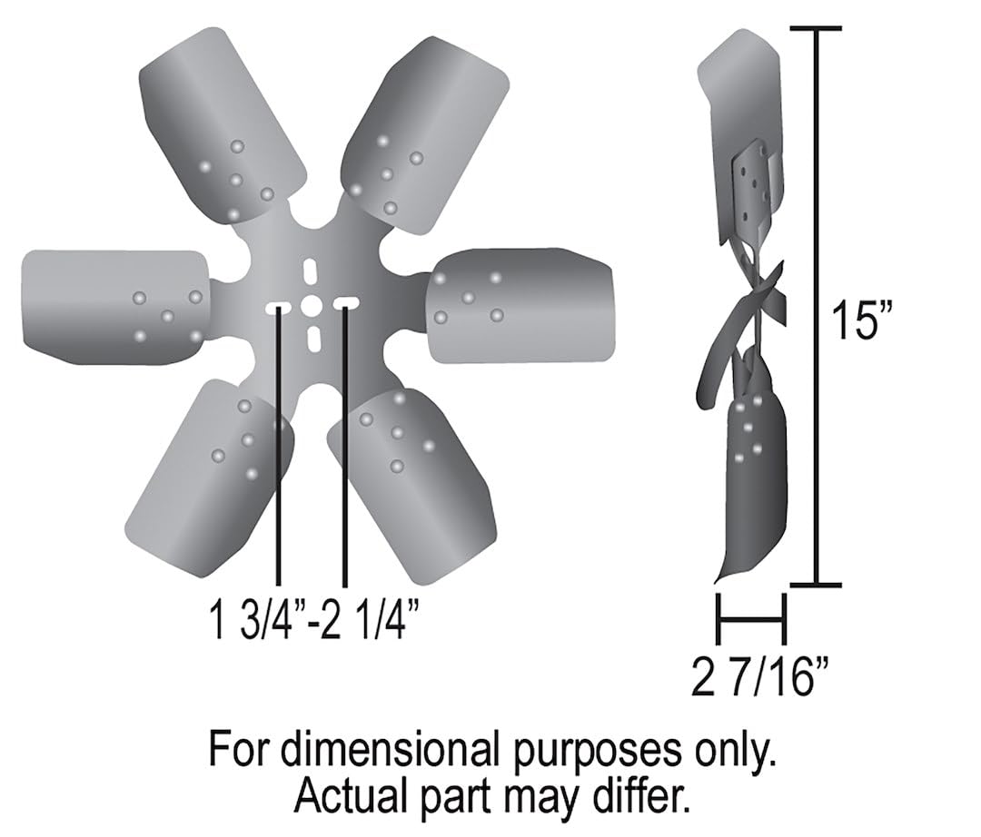 Heavy Duty Derale 17315 Fan Blade Series 1000 15" Steel Rigid Race Belt Driven Fan Standard Rotation , Black