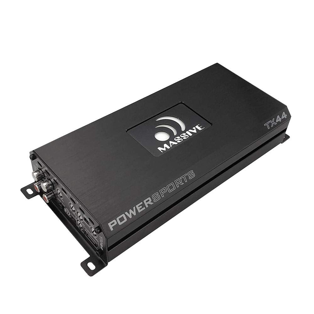 Bluetooth Marine Amplifier Massive Audio TX44 | Full-Range Waterproof Amp, Compact Class D Power for Boats, UTV, ATV & Outdoor Audio Systems