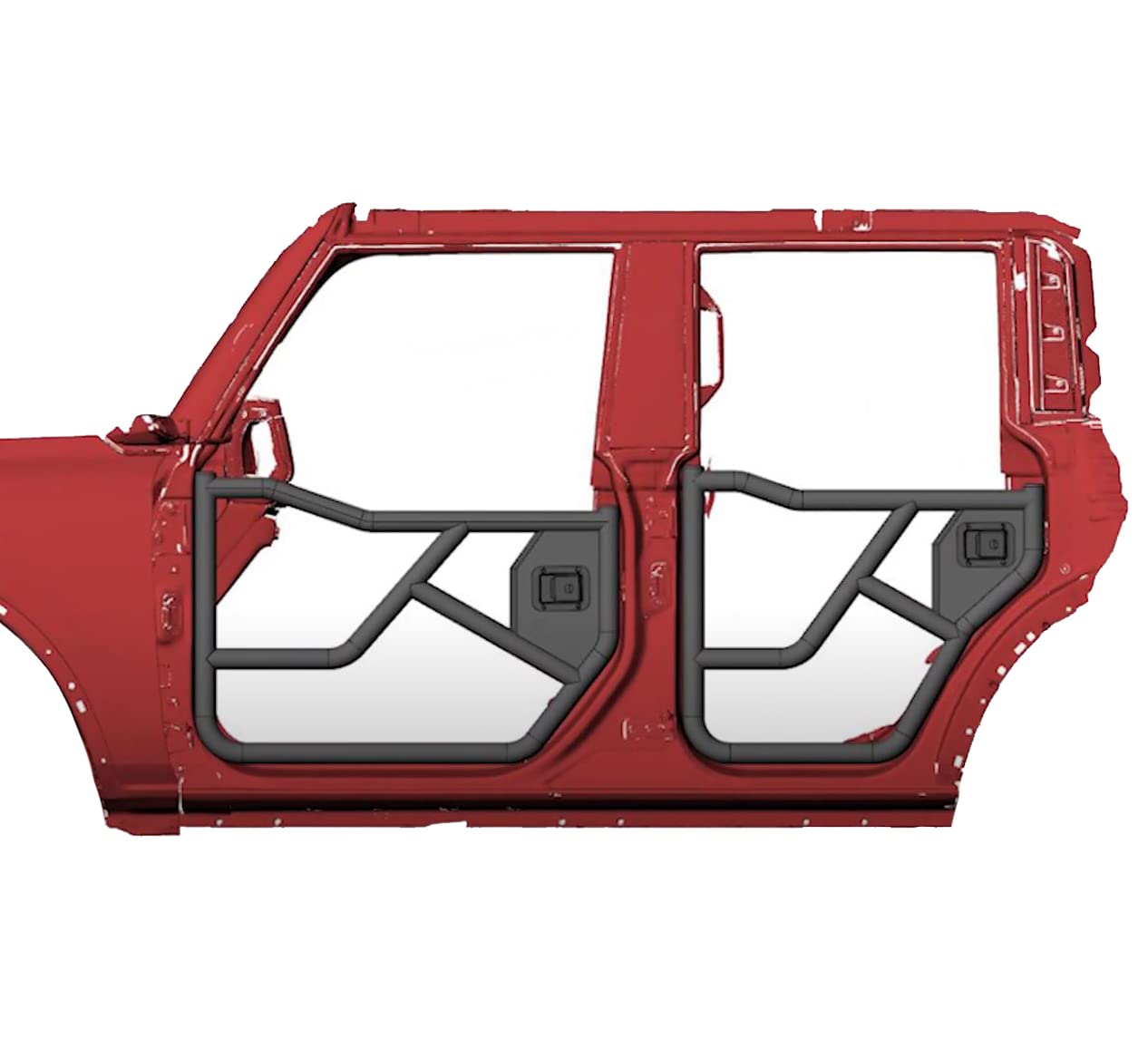 Tubular Black Horse Front & Rear Doors Metal Compatible with 2021-2024 Ford Bronco-TFRDFB21