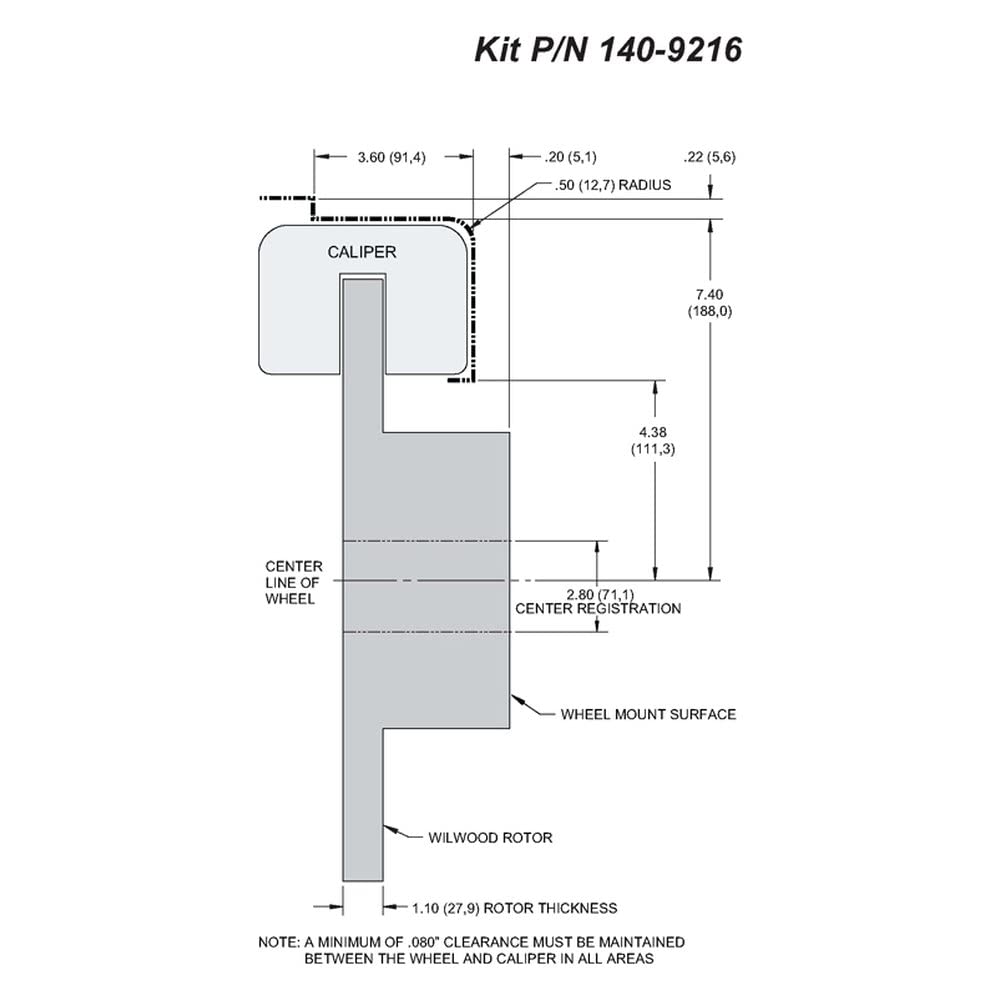 Rear P-Brk Kit, FNSL4R, 12.88", Drilled