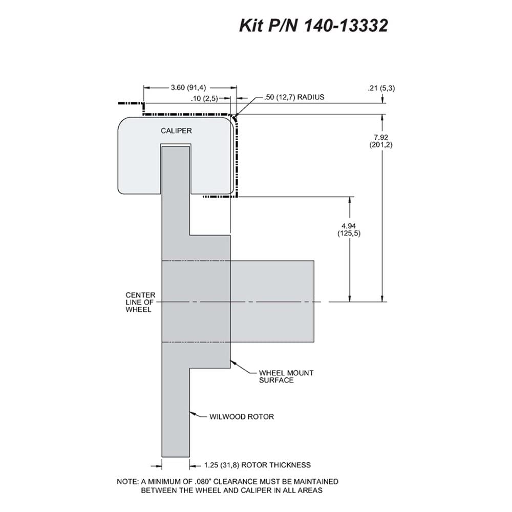 Rear P-Brk Kit, FNSL4R, 14.00", Drill, Red