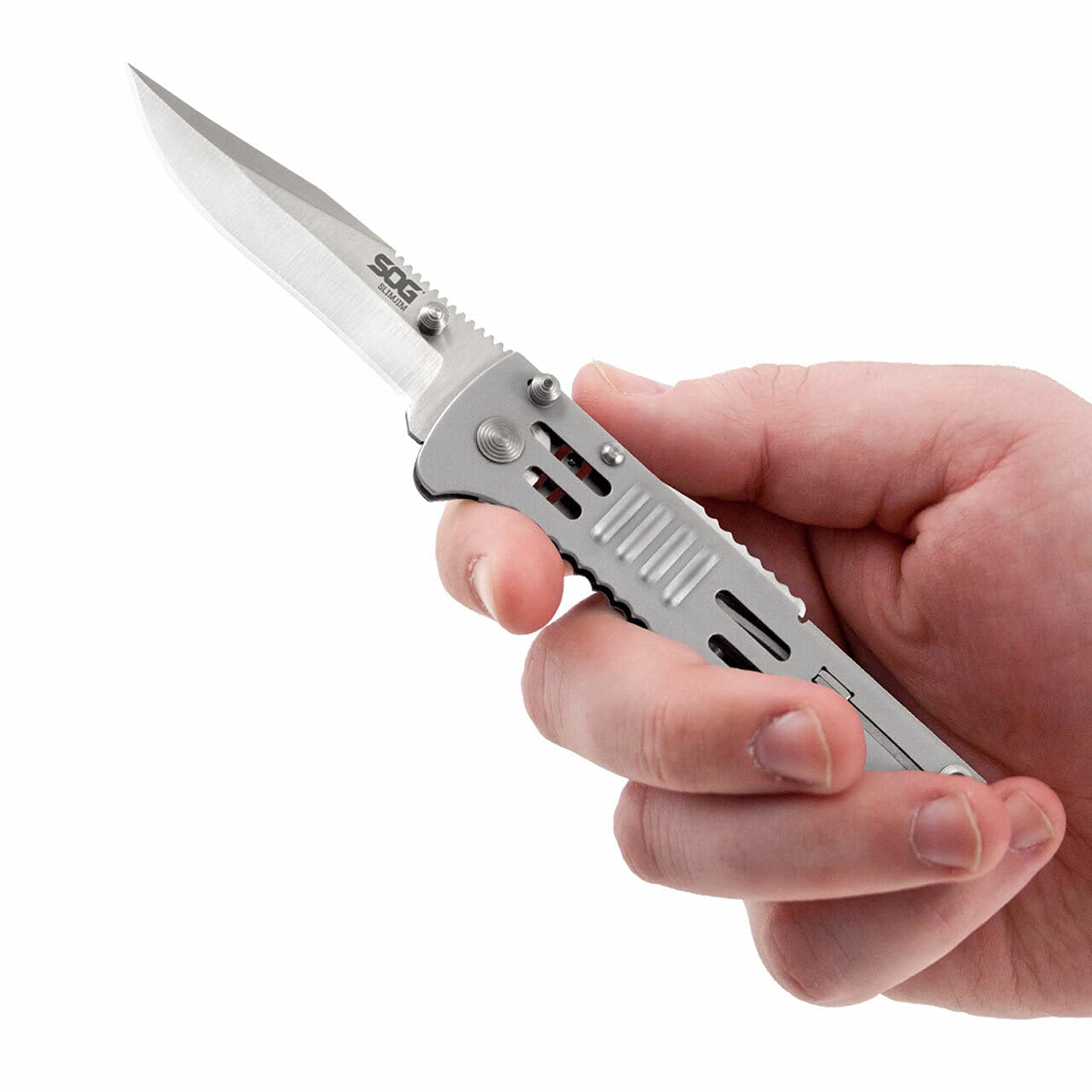 SOG Folding SlimJim Pocket Knife- SOG Assisted Technology w/ Tactile Bumps and Cutout Aid, Reversible Carry Clip, AUS-8 Stainless Steel Body (SJ31-CP), One Size, Hardcase Black