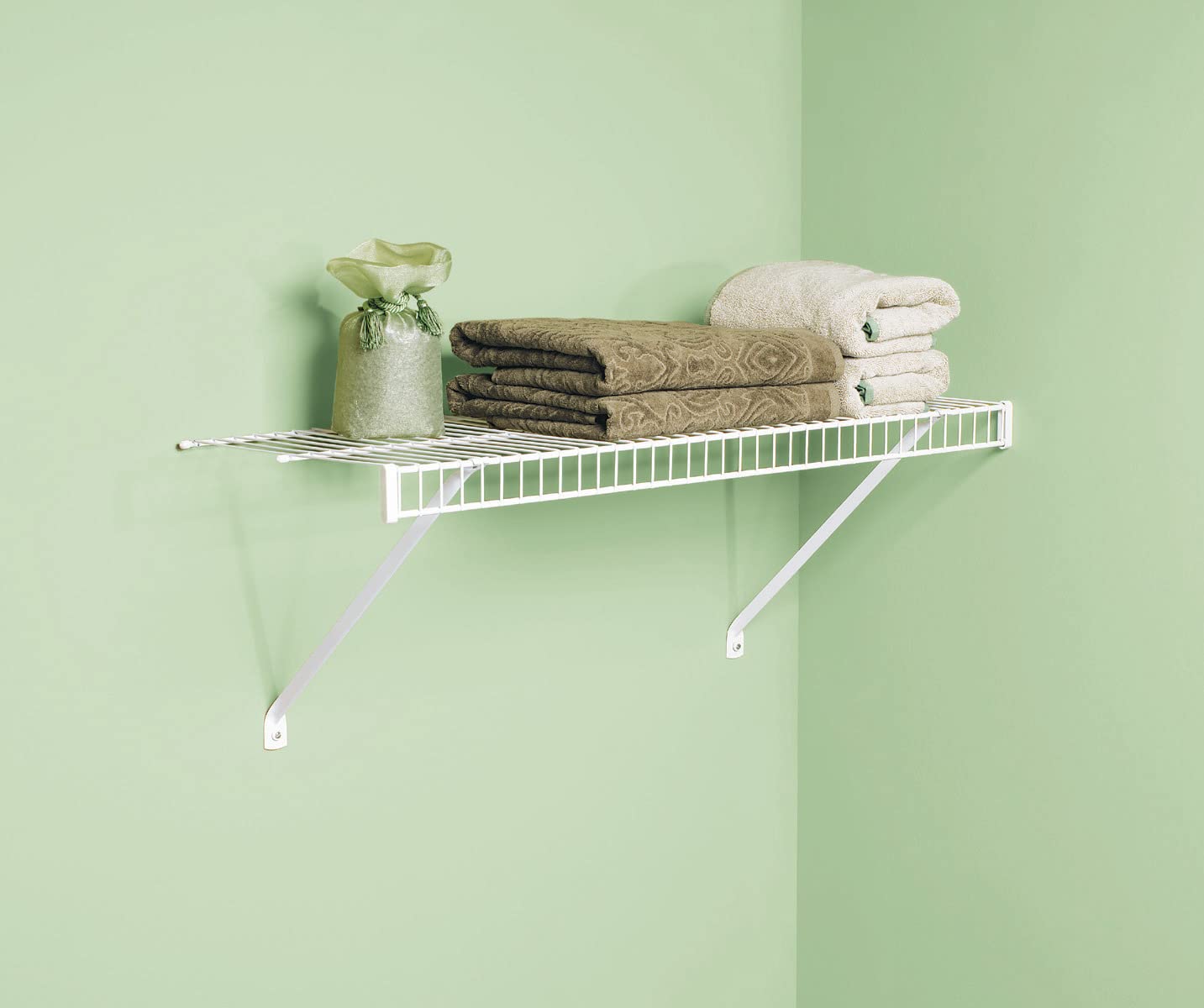 3 Ft. Wide Rubbermaid Direct Wall Shelf, Mounting Hardware Kit Included, White, Wire Shelving Organizer System for Home/Laundry/Bathroom/Mudroom/Pantry/Linen Closet, 3' Length
