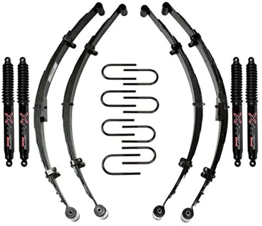 Skyjacker Suspension Lift Kit JP40KS-B w/Shock Black MAX Shocks 3.5-4 in. Lift Incl. Front/Rear Leaf Springs Front Bushing Kit Front/Rear U Bolt Kits