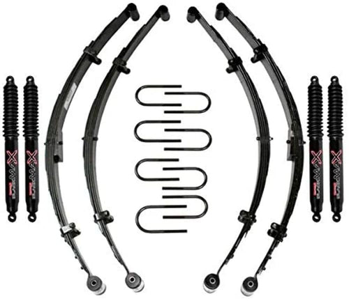 Skyjacker Suspension Lift Kit JP40KS-B w/Shock Black MAX Shocks 3.5-4 in. Lift Incl. Front/Rear Leaf Springs Front Bushing Kit Front/Rear U Bolt Kits