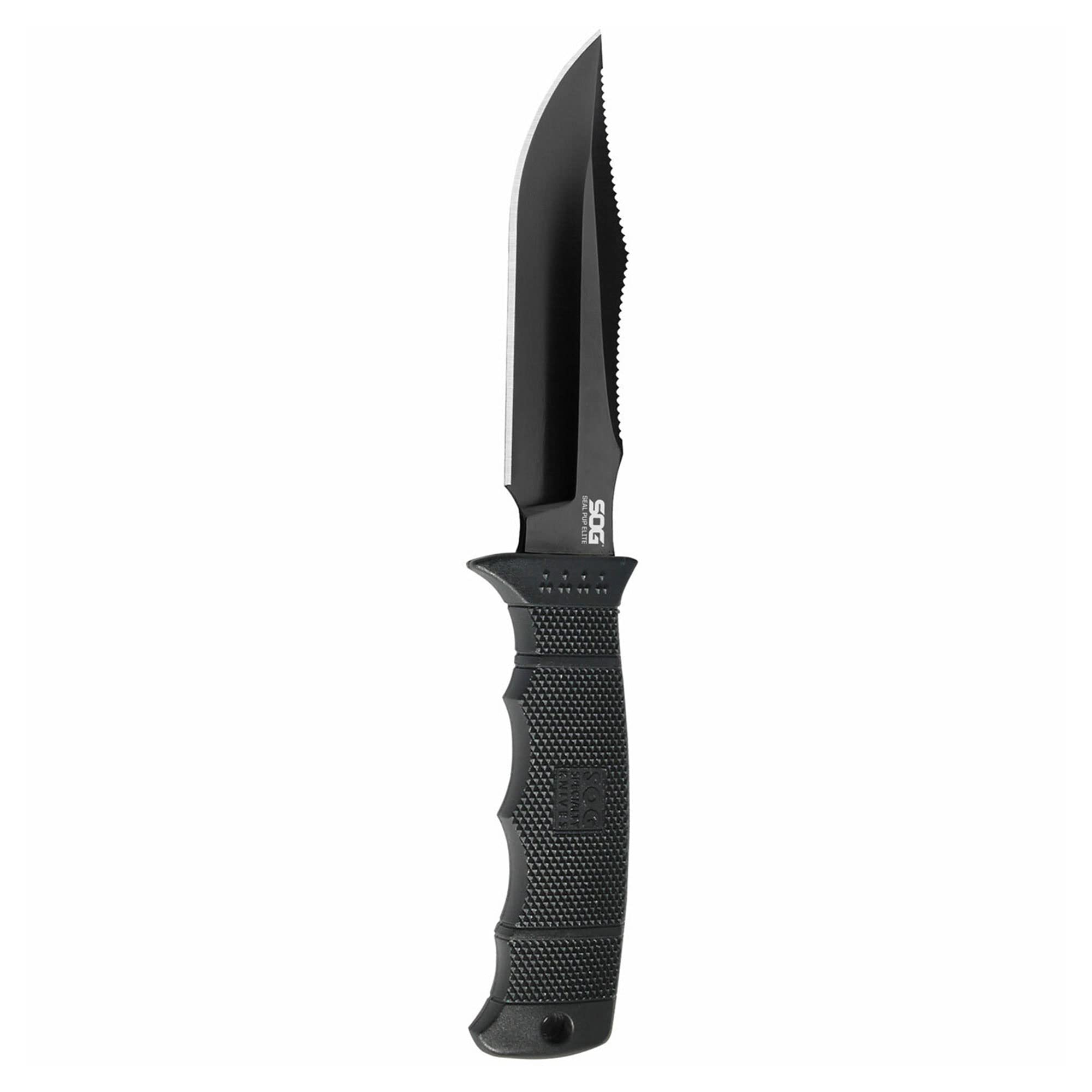 SEAL Pup Elite Survival Knife - SOG Fixed Blade Knives with Sheath, Hunting Knife w/ 4.85 Inch AUS-8 Bowie Knife Blade for a Tactical Knife (E37SN-CP)