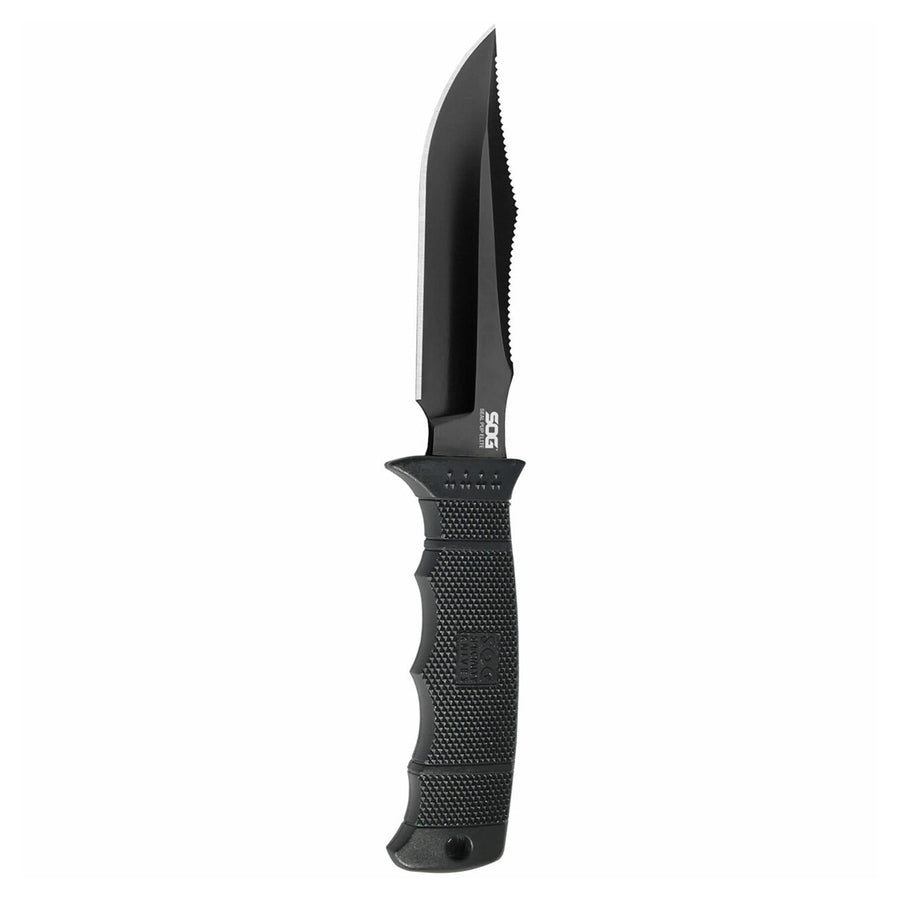 SEAL Pup Elite Survival Knife - SOG Fixed Blade Knives with Sheath, Hunting Knife w/ 4.85 Inch AUS-8 Bowie Knife Blade for a Tactical Knife (E37SN-CP)