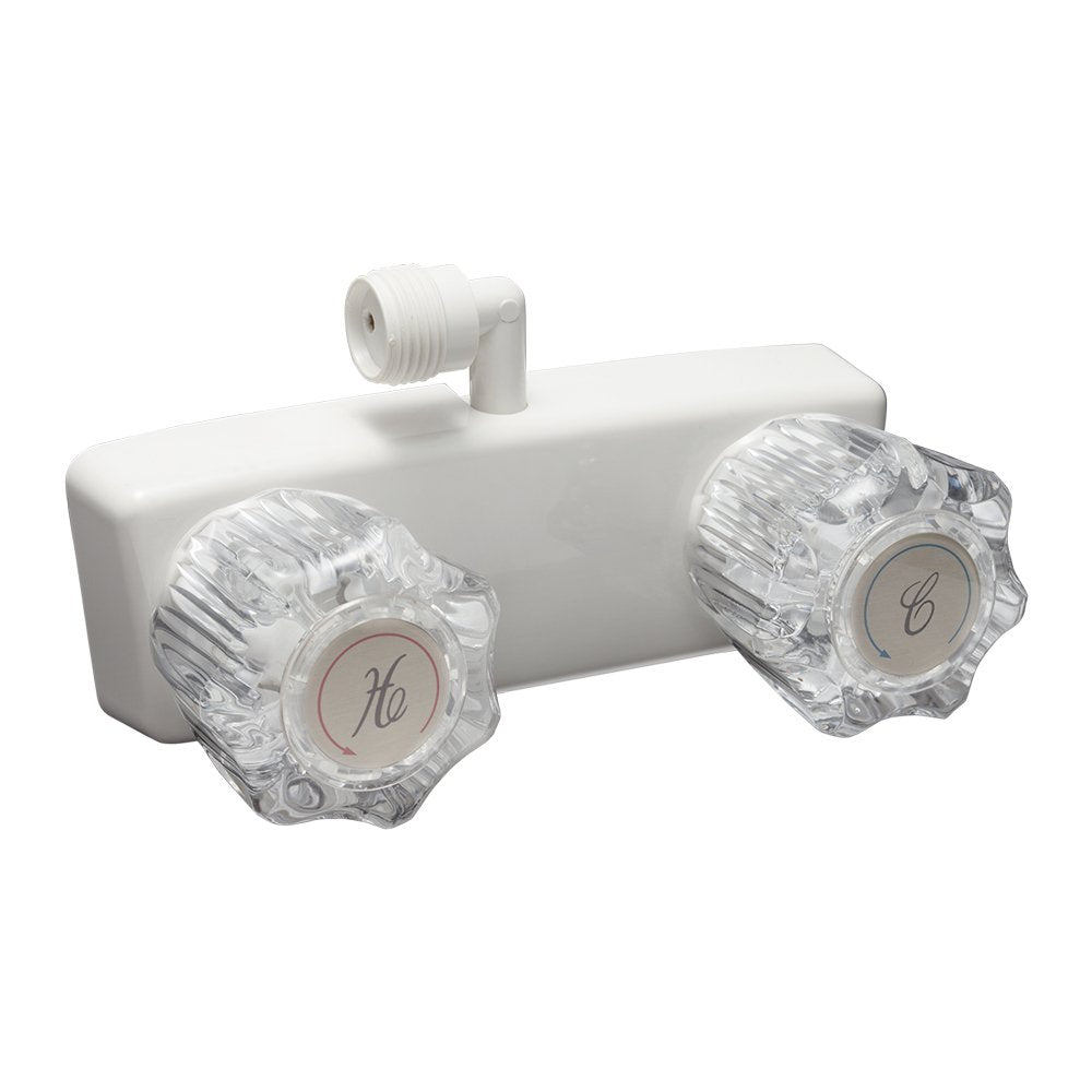 Dura Faucet RV Shower Faucet DF-SA100A1-WT Valve Diverter with 2-Knobs for Exterior Shower Boxes (White)