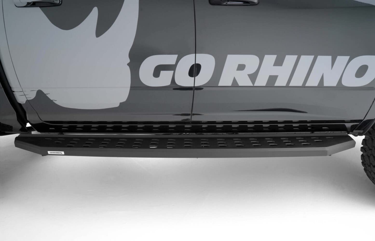 RB20 Running Boards & Brackets Go Rhino | Galvanized Steel, Protective Bedliner Coating | 69404887T | Fits 2019 - 2025 Chevrolet Silverado & GMC Sierra Crew Cab (See description)
