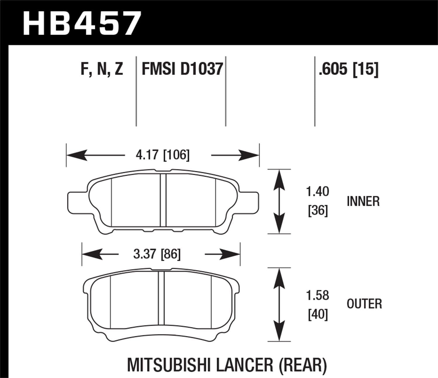 HPS Performance Street Brake Pads Hawk Performance HB457F.605