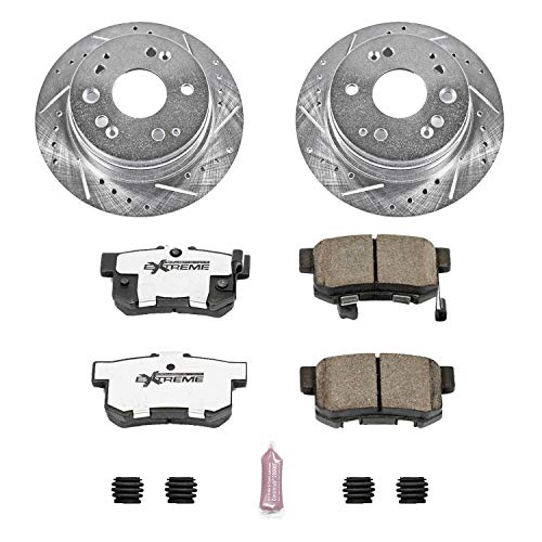 Power Stop K2383-26 Z26 Carbon Fiber Brake Pads with Drilled & Slotted Brake Rotors Kit For Acura CL 2001-2003 [Model Specific]