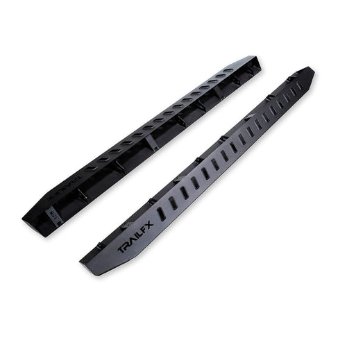 TrailFX Running Boards Overland Fits 2024-2025 Toyota Tacoma Double Cab Powder Coated Matte Black Steel Tube Style Bolt-On Frame Mount Dual Step Areas Set of 2 Nerf Bars TrailFX ORB011