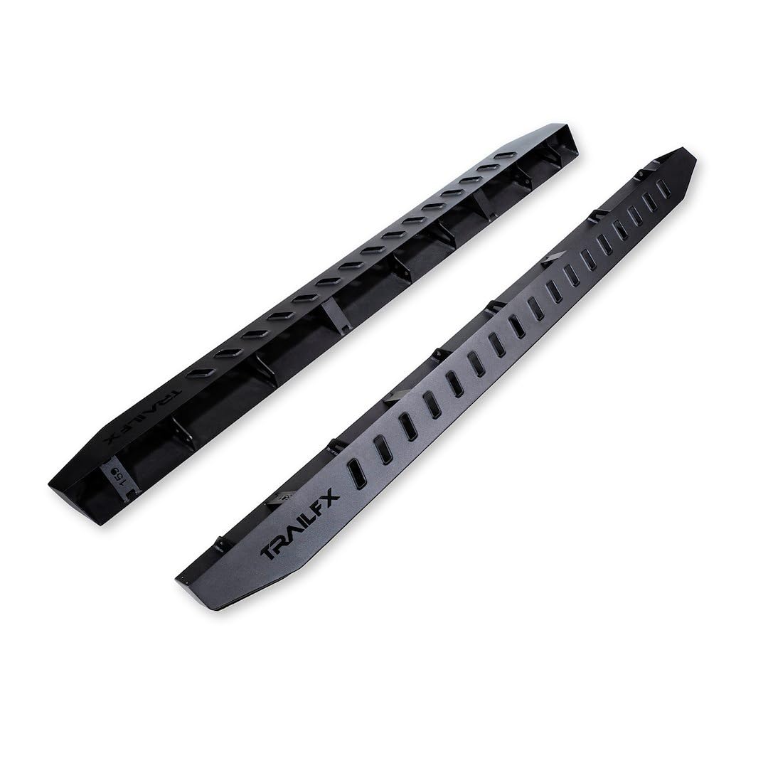 TrailFX Running Boards Overland Fits 2005-2024 Nissan Frontier Crew Cab Powder Coated Matte Black Steel Tube Style Bolt-On Frame Mount Dual Step Areas Set of 2 TrailFX ORB010 Nerf Bars