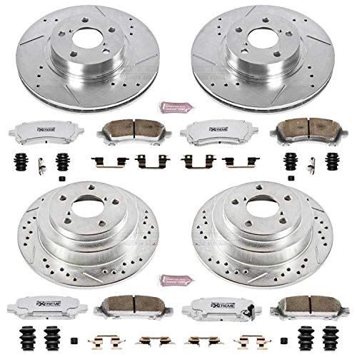 Power Stop K1122-26 Z26 Carbon Fiber Brake Pads Front and Rear with Drilled & Slotted Brake Rotors Kit For Subaru Forester 1998-2002, Subaru Impreza 1998-2001 [Model Specific]