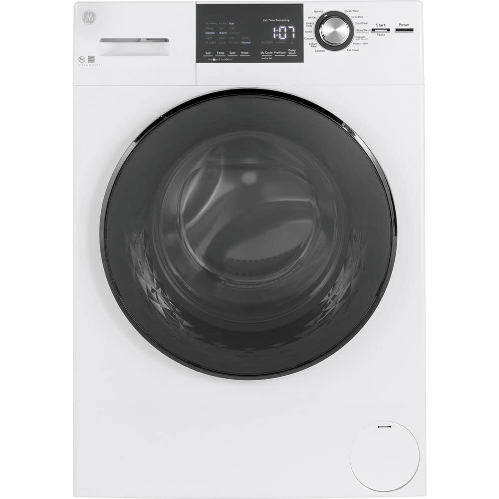 Frontload GE Washer with Steam, 2.4 Cu. Ft. Capacity, White