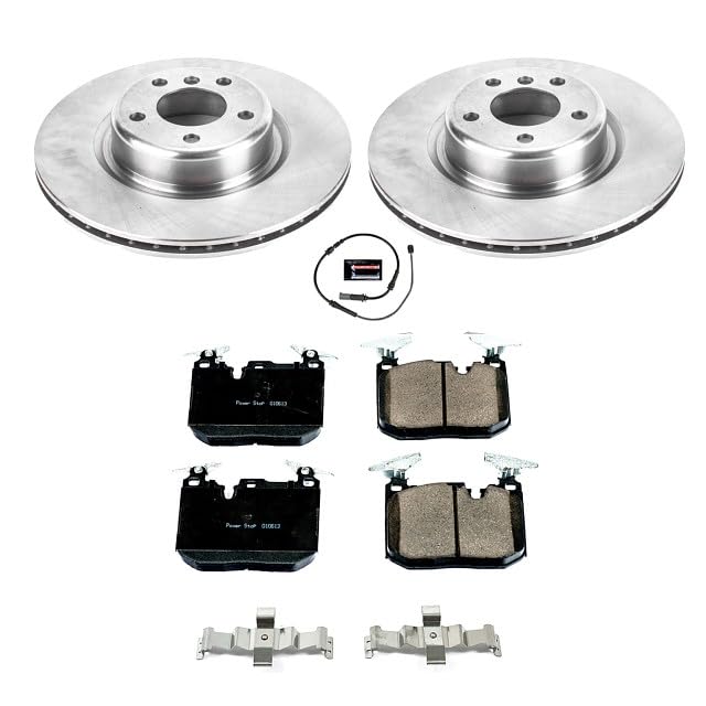Power Stop KOE6653 Front Replacement Brake Kit-OE Brake Rotors & Ceramic Brake Pads and 1 Sensor Wire Front