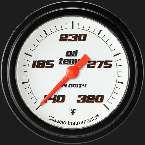 Velocity White Classic Instruments 2 5/8" Oil Temperature Gauge VS328WBLF