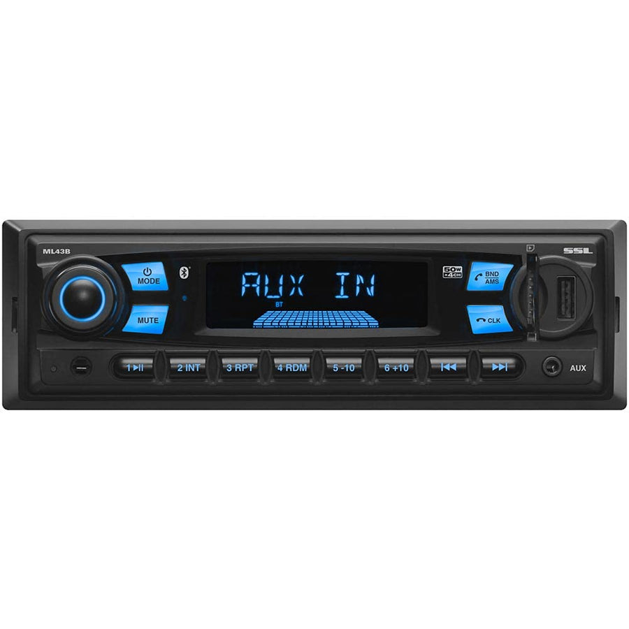 ML43B Sound Storm Laboratories Multimedia Car Stereo - Single Din, MP3 Player, No CD/DVD, Bluetooth Audio and Hands-Free Calling, USB, SD, AUX in, AM/FM Radio, Wireless Remote