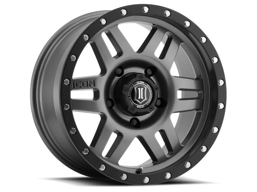 Gun Metal ICON Alloys Six Speed, 17 x 8.5/5 x 5, 6mm Offset, 4.5" BS, 1417857345GM