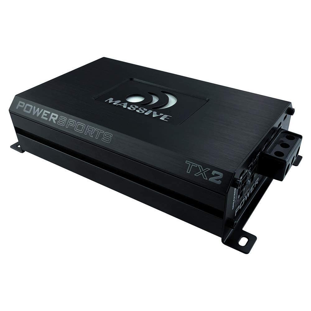 Massive Audio 4-Ohm TX2 Full-Range Bluetooth Marine Amplifier | 120W RMS Waterproof Amp, Wireless Audio, Compact Class D Power for Boats, UTV, ATV & Outdoor Systems