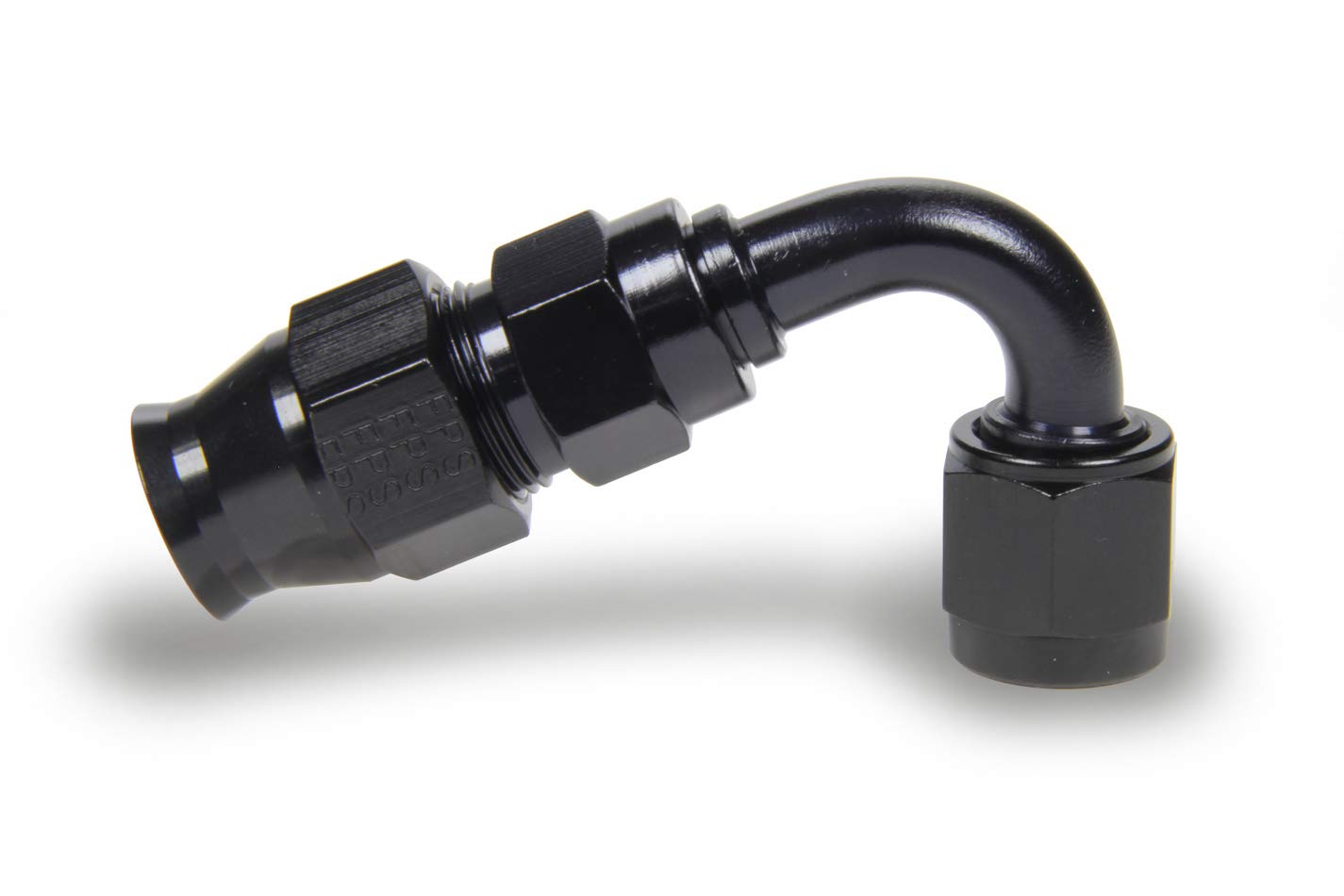 Fragola Fitting, Race-Rite Hose End, PTFE Hose, 120 Degree, 6 an Female to 6 an Hose, Swivel, Aluminum, Black, Each
