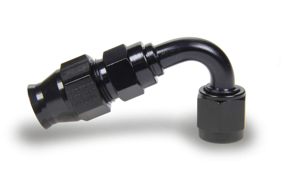 Fragola Fitting, Race-Rite Hose End, PTFE Hose, 120 Degree, 6 an Female to 6 an Hose, Swivel, Aluminum, Black, Each