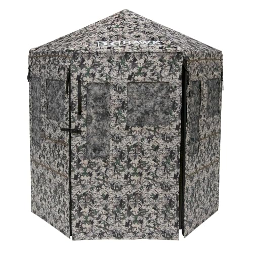 Hawk Hunting Warrior Durable 72'' L X 78'' T No-Tool Assembly Camo Concealing Ground Panel Blind with Silent Magnetic Closures & Multiple Windows