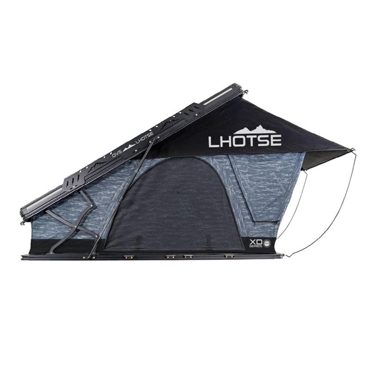 XD Lhotse - Overland Vehicle Systems - Clamshell Aluminum Roof Top Tent, 2 Person, Grey Body & Black Rainfly