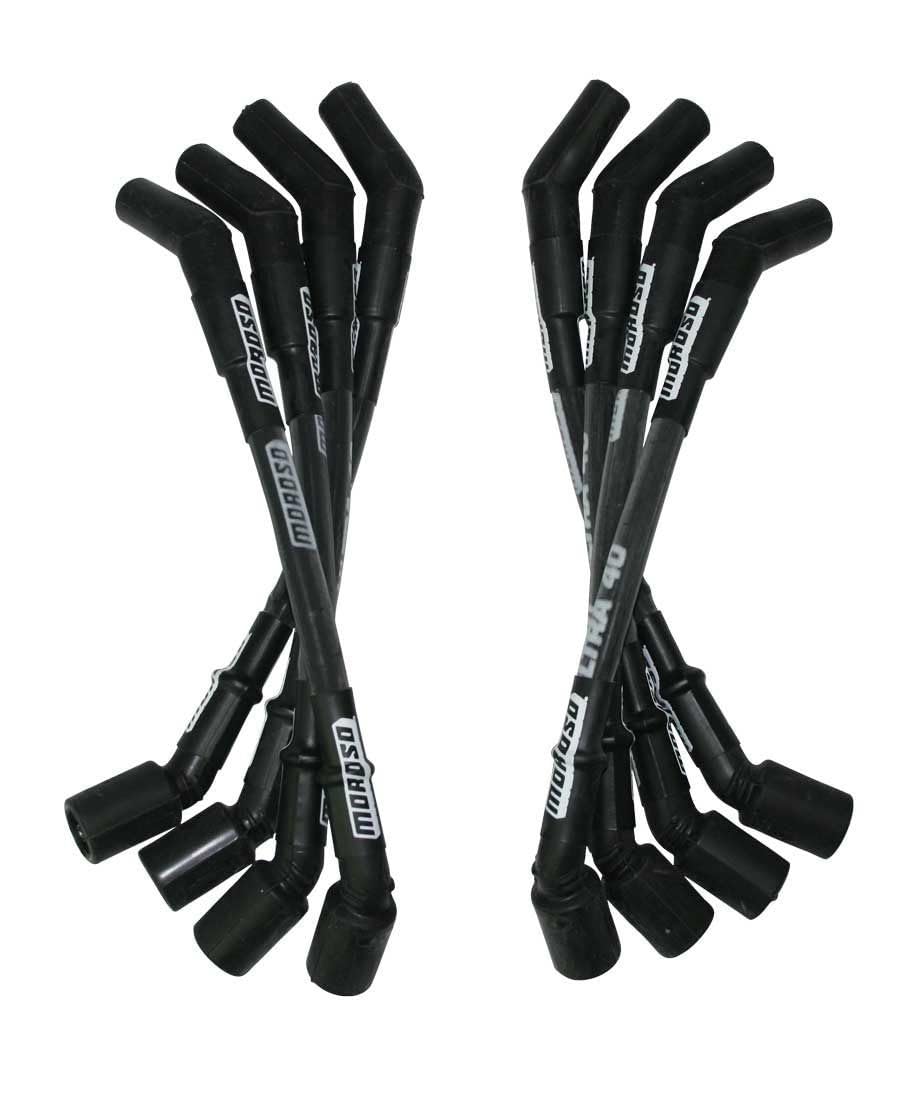 Moroso ULTRA WIRE SET 40, SLVD, GM LS, 9.75 IN, 135 DEG., BLACK