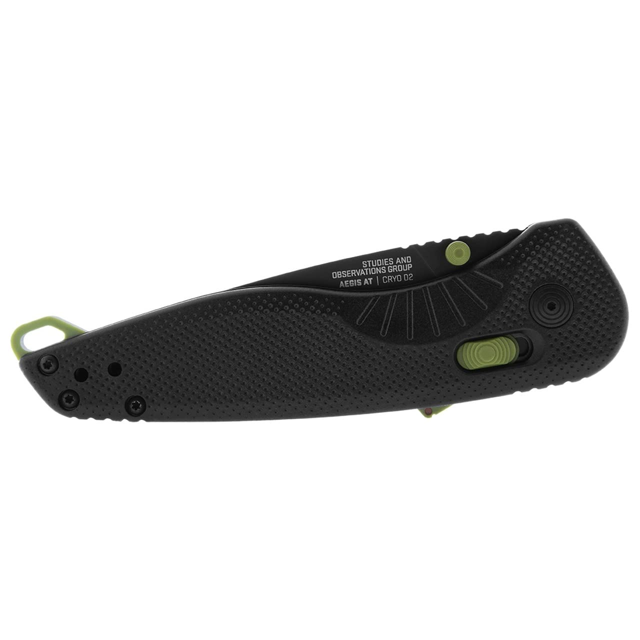 SOG Aegis Tanto Outdoor Pocket Folding Opening Knife, Ambidextrous at-XR Lock with Ergonomic Handle, D2 Steel Blade, Built-in Blade Locking Safety and Spine-Mounted Safety System, Black & Moss