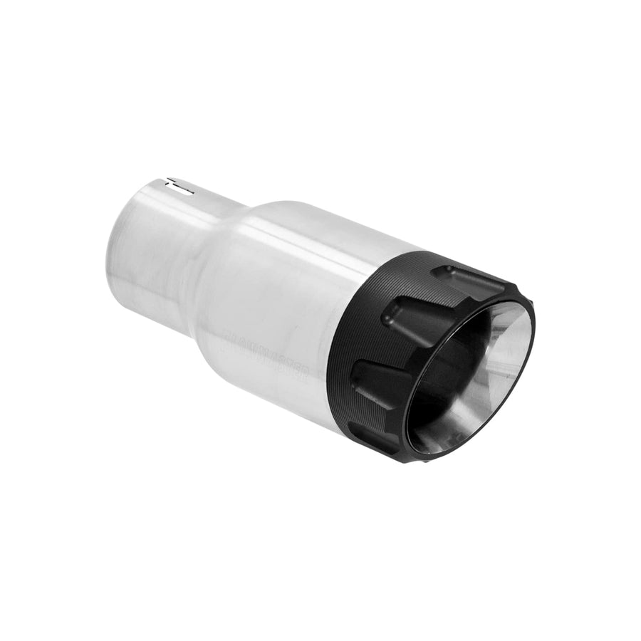Flowmaster Exhaust Tip 15316 3.5 Inch Angle Cut Brushed 304 Stainless Steel/Black Aluminum Fits 2.50 Inch Tubing Clamp on