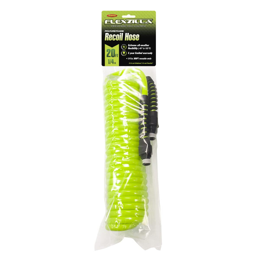 Polyurethane Flexzilla Recoil Air Hose, 1/4 in. x 25 ft., ZillaGreen - LP1425AFZ