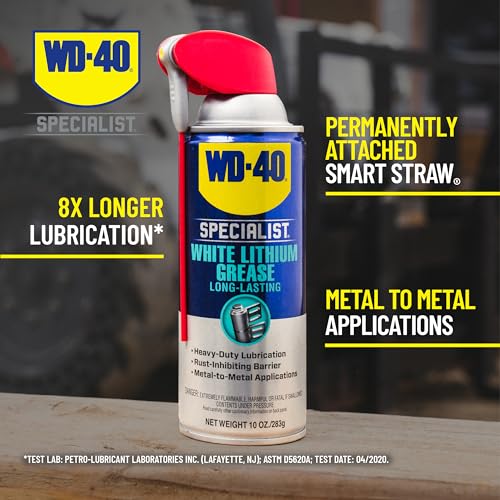 WD-40 Specialist White Lithium Grease Spray 10 OZ with SMART STRAW SPRAYS 2 WAYS