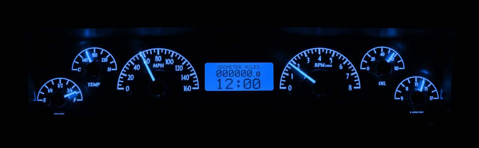 Dakota Digital VHX-69C-NOV-S-B Analog Dash Gauge System Compatible with 1969-76 Chevy Nova Silver Alloy Blue Backlighting