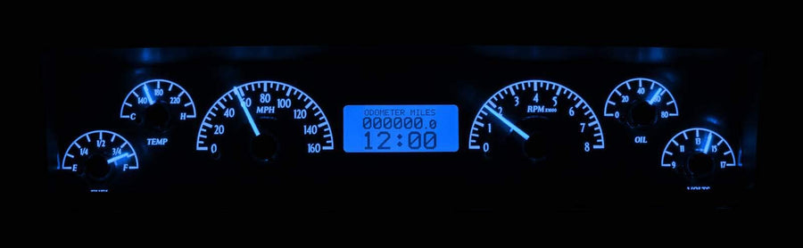 Dakota Digital VHX-69C-NOV-S-B Analog Dash Gauge System Compatible with 1969-76 Chevy Nova Silver Alloy Blue Backlighting