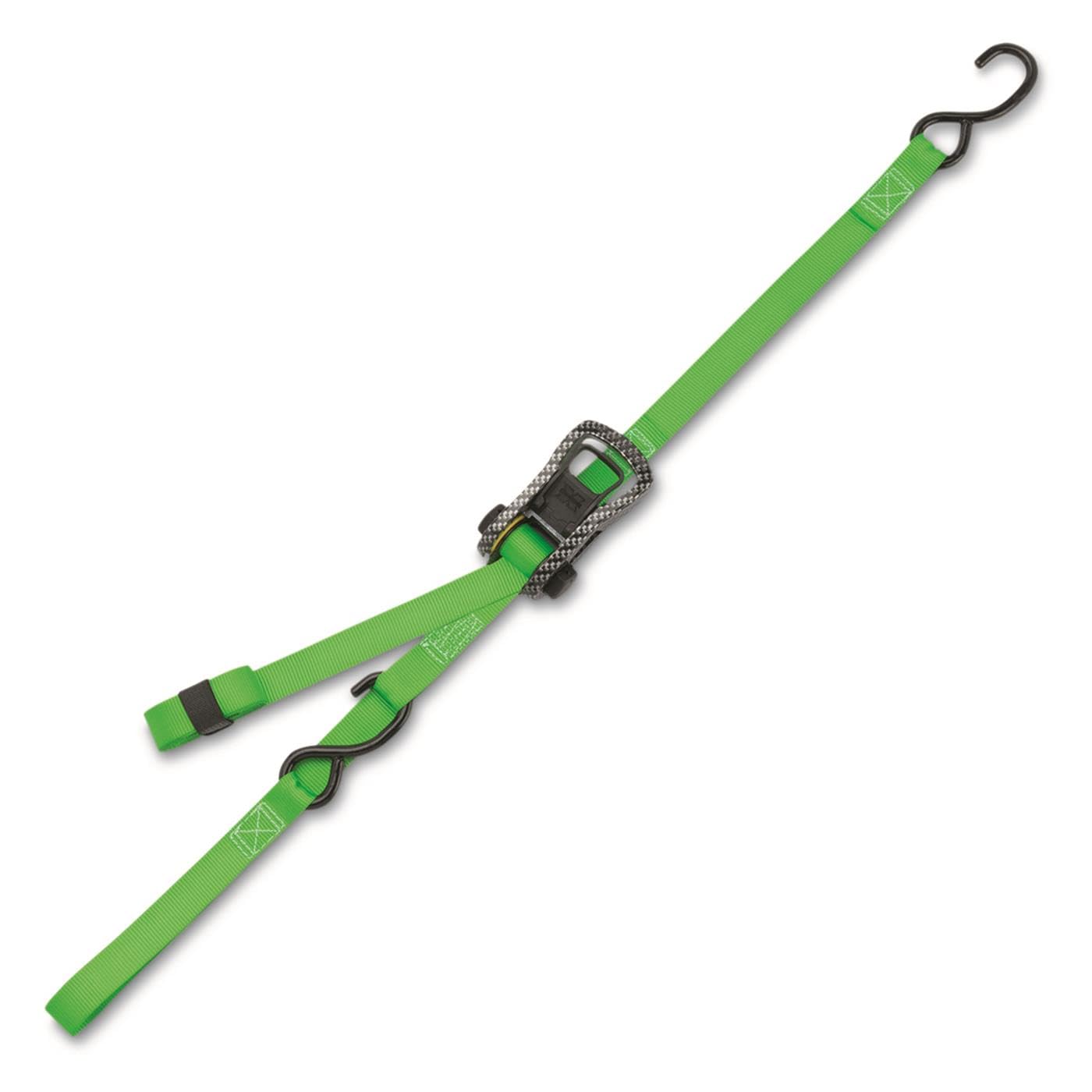 CarbonX SmartStrap Premium Ratchet Tie-Downs - 14ft.L, 4-Pack, 1,500-Lb. Breaking Strength, Green, Model Number 245