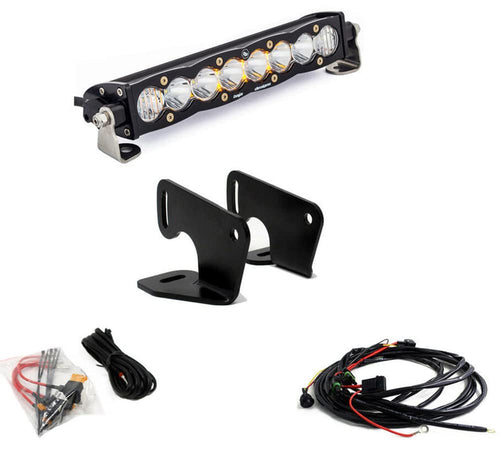 Baja Designs 10-inch S8 LED Bar Hood Mount Kit for Polaris RZR XP Turbo 2020-24, RZR Turbo S 2024 UTV (Driving/Combo, Clear)