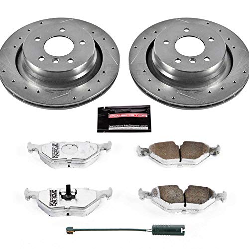 Power Stop K581-26 Z26 Carbon Fiber Brake Pads Rear with Drilled & Slotted Brake Rotors Kit For BMW M3 1995-1999 [Model Specific]