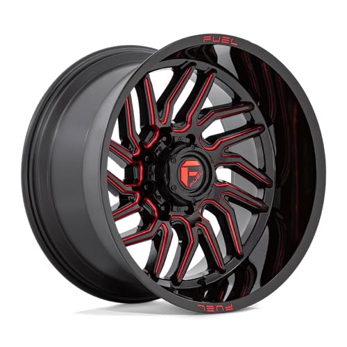 D808 HURRICANE FUEL OFF-ROAD 20X9, 8X6.5, 5.04, 1mm GLOSS BLACK MILLED RED TINT - D80820908250