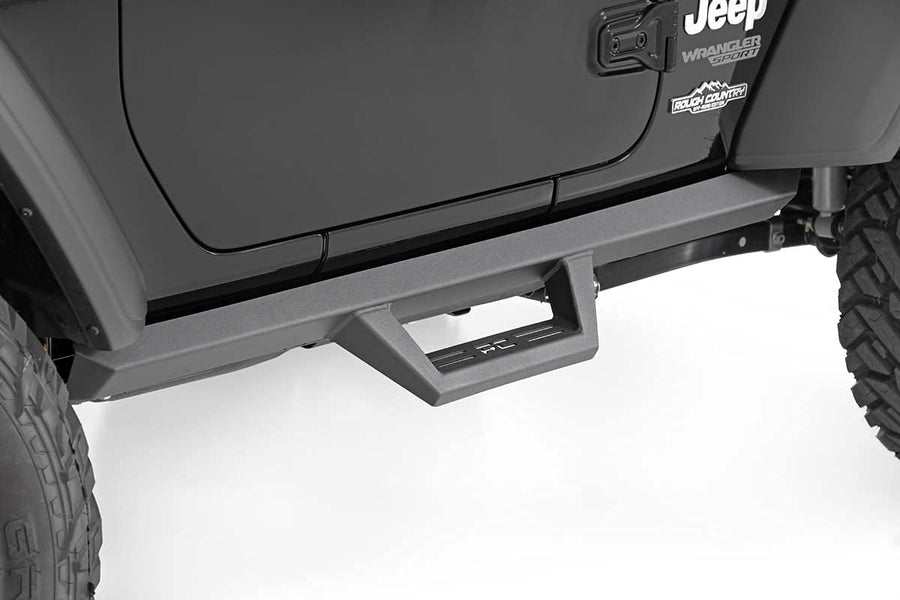 Rough Country Nerf Steps Wheel to Wheel for 2018-2022 Jeep Wrangler JL - 90761 Black