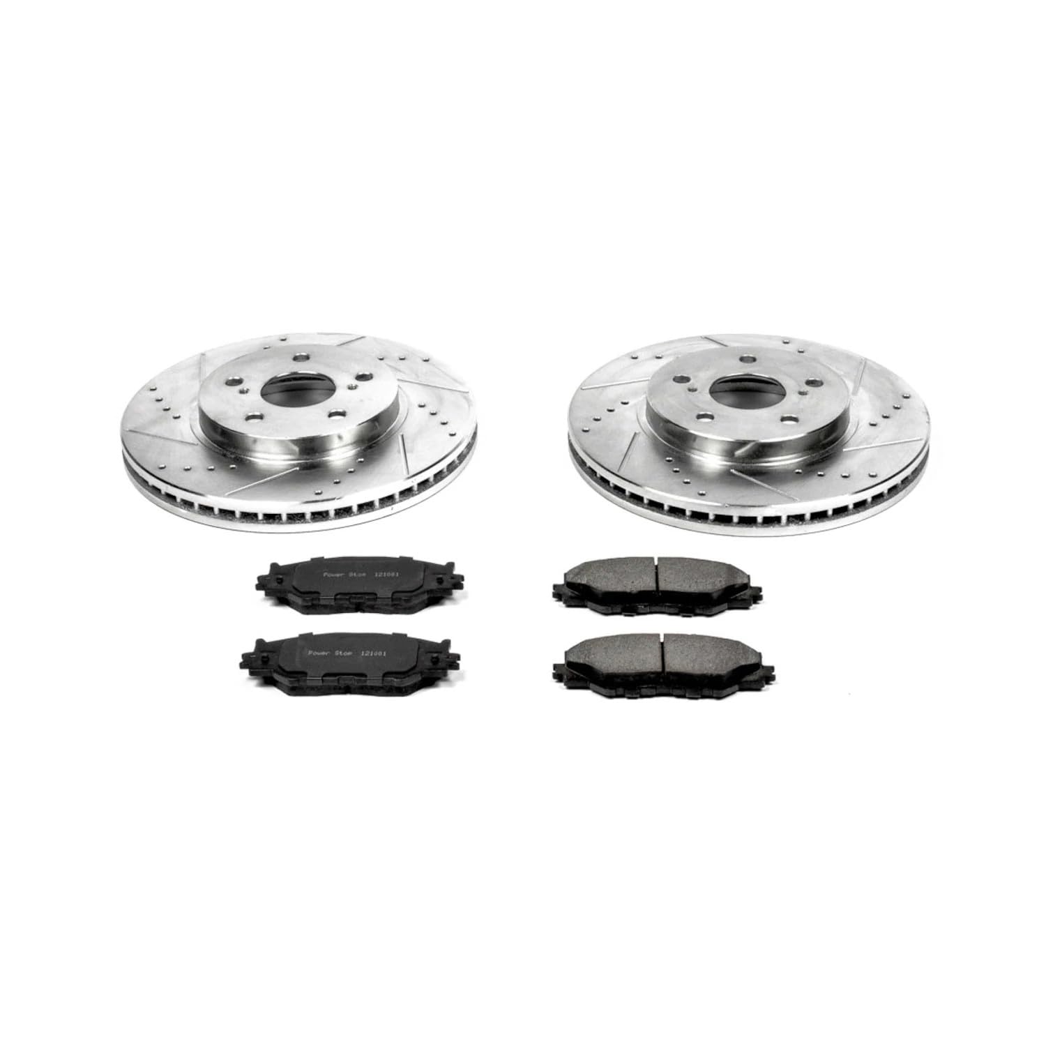 Power Stop K2406 Z23 Carbon Fiber Brake Pads with Drilled & Slotted Brake Rotors Kit For Lexus IS250 2006-2015 [Model Specific]
