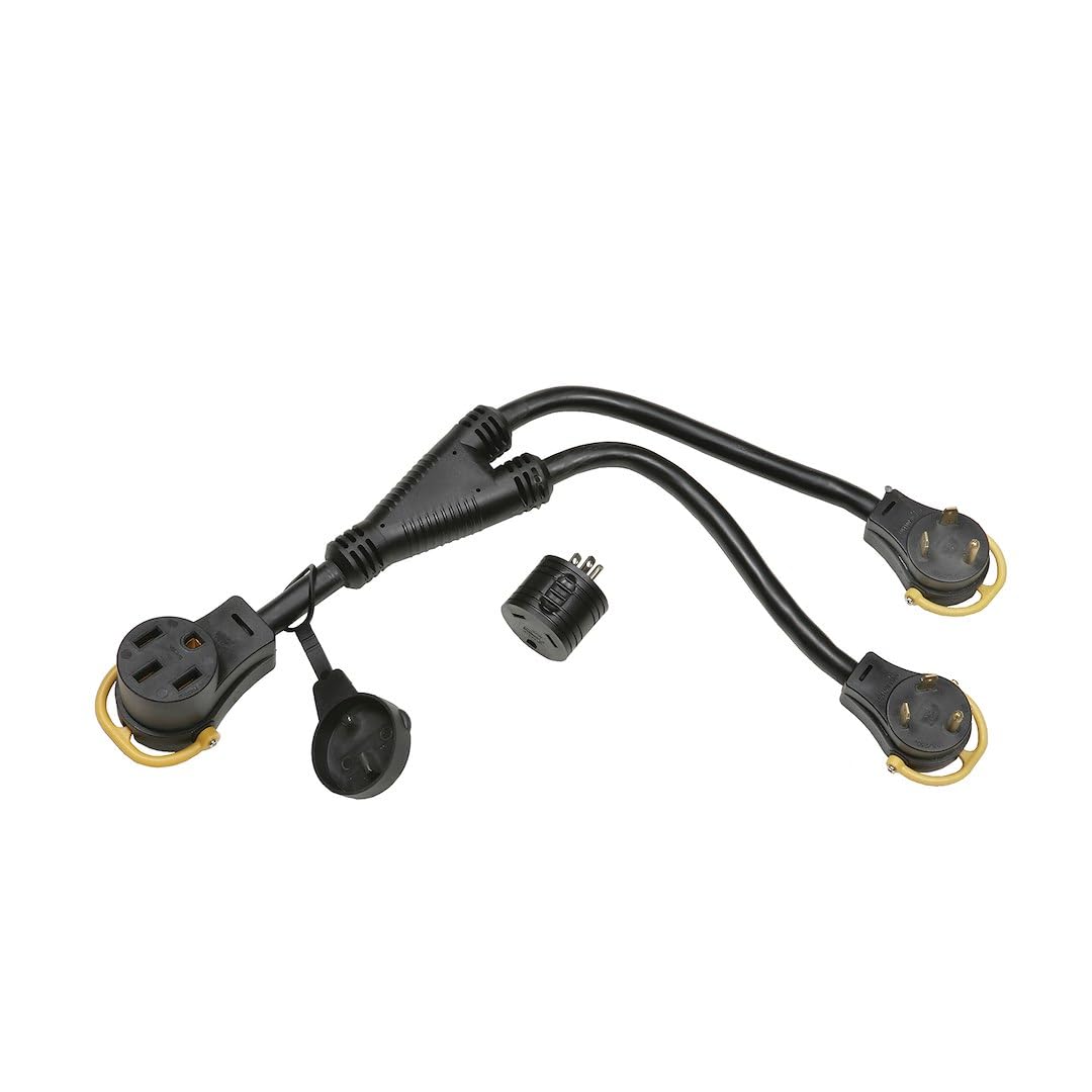 Multi-Max Generator Y-Adapter Cord Arcon 17341 50 Amp 14-50P Male to Dual 30 Amp L5-30R Twist Lock Female, 17 Inch Legs with 30A-to-20A Adapter, Waterproof, Easy-Grip Handles